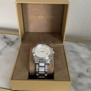 Stainless steel white faced Burberry Men’s watch